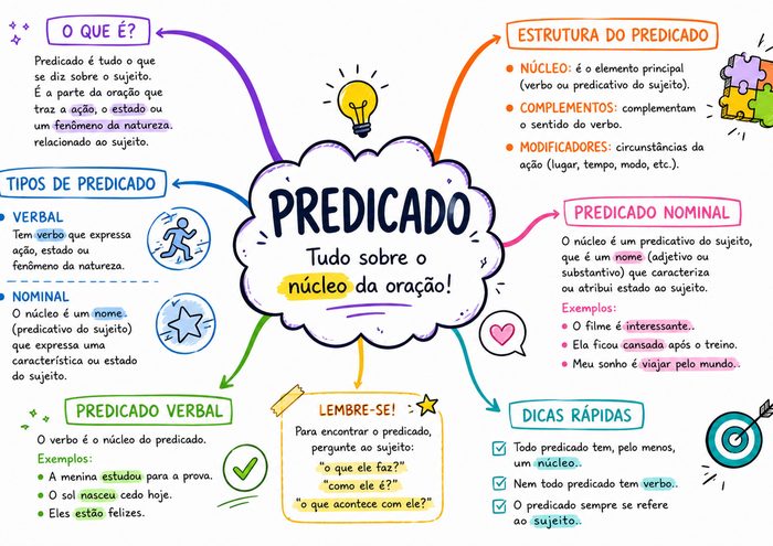Mapa mental de Português: Predicado